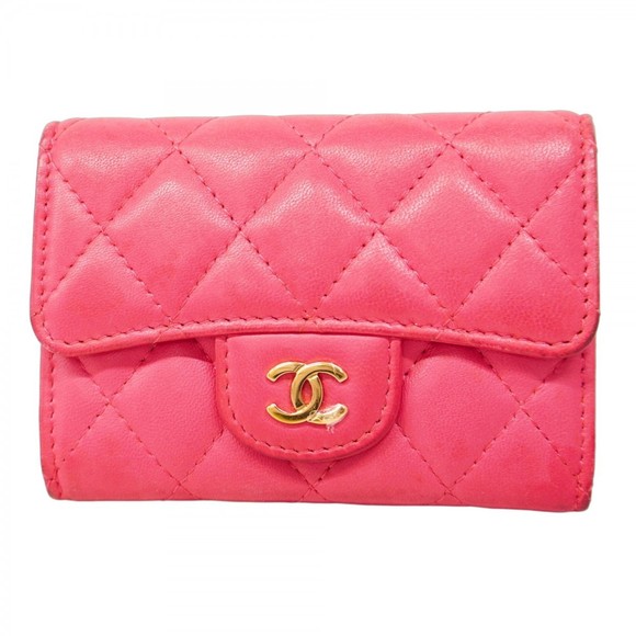 Chanel Matelasse Business Card Case in Lambskin, Pink, Women's - Picture 1 of 10